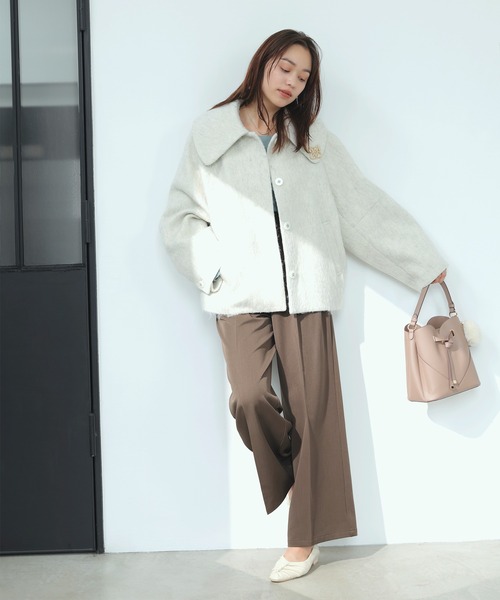 アウター総選挙1位】ビッグカラーモモンガシャギーショートコート