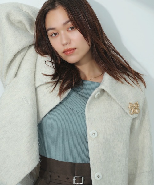 VIS（ビス）の「【アウター総選挙1位】ビッグカラーモモンガシャギーショートコート（ブルゾン・レディース・オフホワイト/グレー/ブラック・M/S）」の16枚目の写真