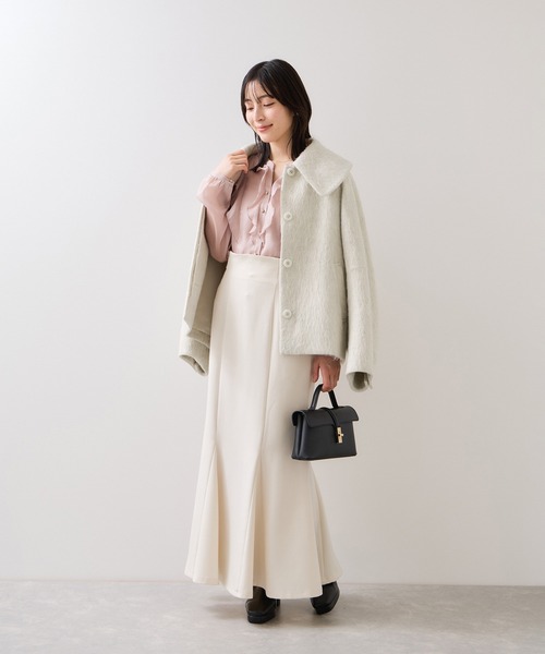 VIS（ビス）の「【アウター総選挙1位】ビッグカラーモモンガシャギーショートコート（ブルゾン・レディース・オフホワイト/グレー/ブラック・M/S）」の21枚目の写真