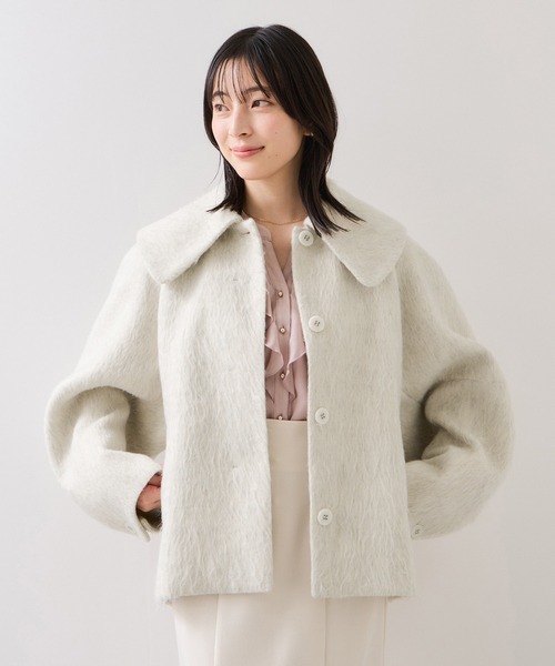 VIS ビッグカラーモモンガシャギーショートコート アウター総選挙1位】ビッグカラーモモンガシャギーショートコート