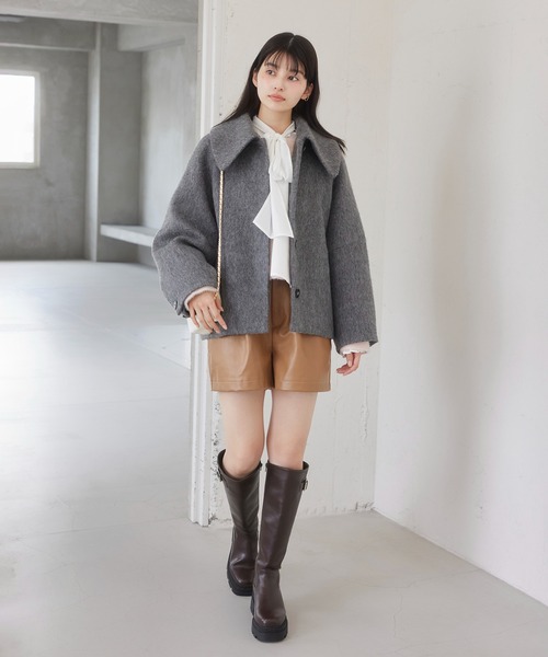 アウター総選挙1位】ビッグカラーモモンガシャギーショートコート