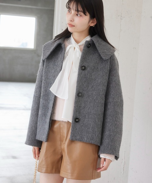 アウター総選挙1位】ビッグカラーモモンガシャギーショートコート