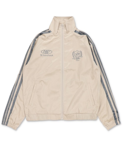 SPINNS（スピンズ）の「短丈ベロアトラックジャケット/エンブレム刺繍ロゴ/ジャージ風デザイン/ライン入り（ジャージ・メンズ・ベージュ系その他/ホワイト系その他/ブラウン系その他/グレー系その他・ONESIZE）」の5枚目の写真