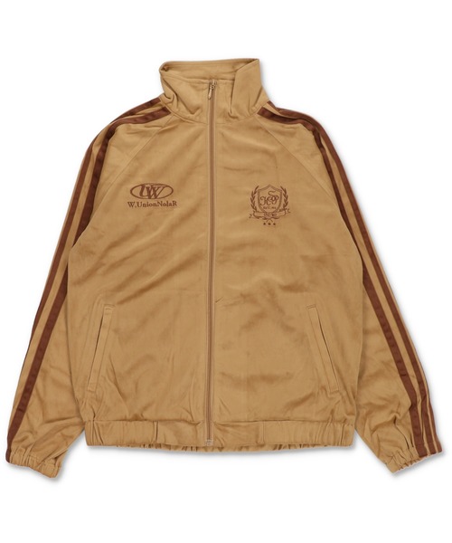 SPINNS（スピンズ）の「短丈ベロアトラックジャケット/エンブレム刺繍ロゴ/ジャージ風デザイン/ライン入り（ジャージ・メンズ・ベージュ系その他/ホワイト系その他/ブラウン系その他/グレー系その他・ONESIZE）」の8枚目の写真