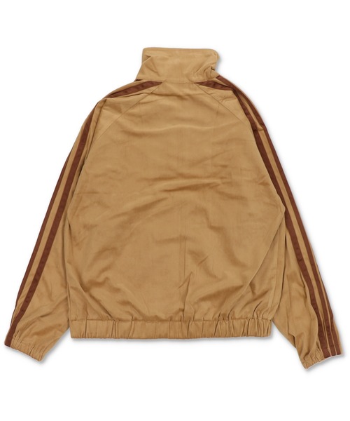 短丈ベロアトラックジャケット/エンブレム刺繍ロゴ/ジャージ風