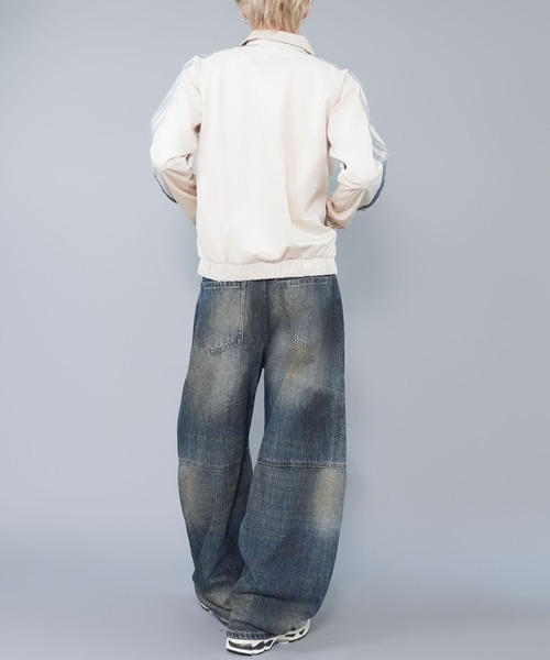 SPINNS（スピンズ）の「短丈ベロアトラックジャケット/エンブレム刺繍ロゴ/ジャージ風デザイン/ライン入り（ジャージ・メンズ・ベージュ系その他/ホワイト系その他/ブラウン系その他/グレー系その他・ONESIZE）」の20枚目の写真