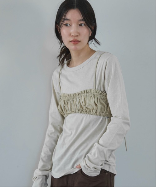 feepur（フェピュール）の「シャーリングブラトップビスチェ（その他トップス・レディース・ブラック/ベージュ・MEDIUM）」の2枚目の写真