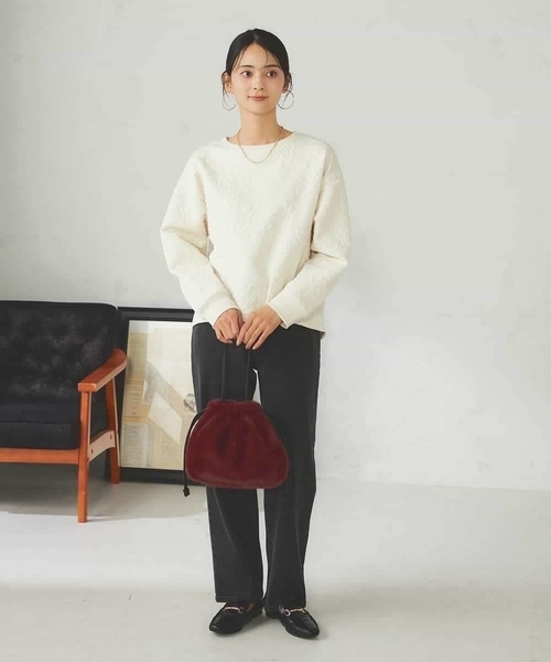 a.v.v(アーヴェヴェ)の「フクレジャガードクロップドトップス(Tシャツ/カットソー・レディース・アイボリー/ボルドー・40/38)」の15枚目の写真