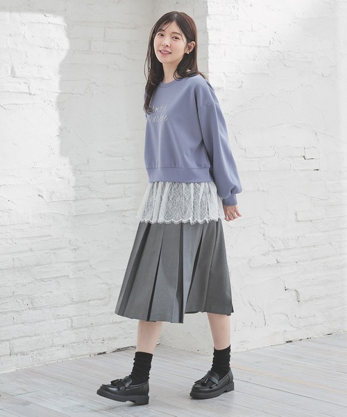 Honeys（ハニーズ）の「裾レーストップス（スウェット・レディース・ブラウン/グレイッシュブルー/杢グレー/ブラック・L/M/S）」の10枚目の写真