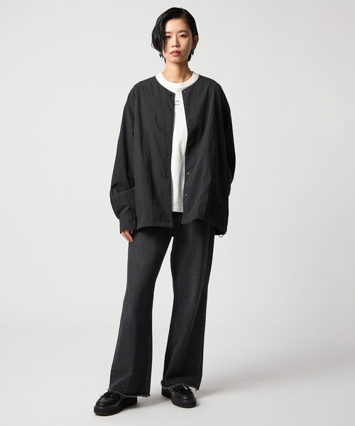 CITEN(シテン)の「<CITEN>ノーカラーシャツブルゾン(ブルゾン・メンズ・ダークグレー/ブラック・L/M)」の4枚目の写真