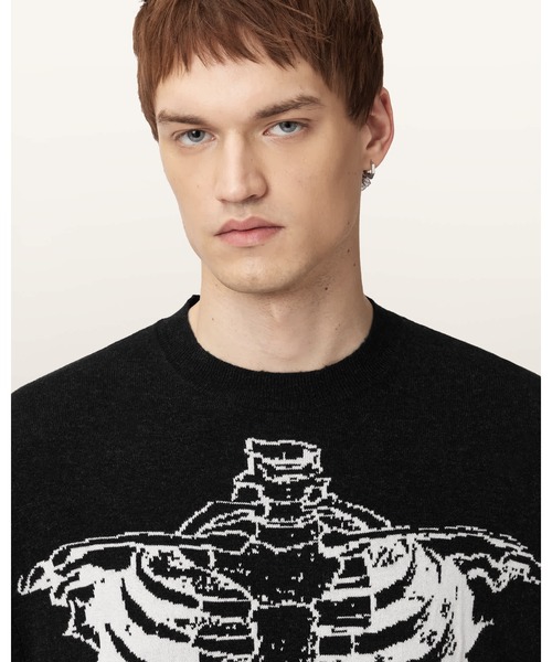 ALLSAINTS(オールセインツ)の「SKELLI CREW NECK WOOL JUMPER | SKELLI クルー ネック ウール ニット・セーター(ニット/セーター・メンズ・ブラック・S/XS)」の7枚目の写真