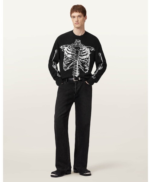 ALLSAINTS(オールセインツ)の「SKELLI CREW NECK WOOL JUMPER | SKELLI クルー ネック ウール ニット・セーター(ニット/セーター・メンズ・ブラック・S/XS)」の6枚目の写真