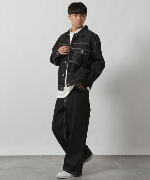 LAKOLE（ラコレ）の「【セットアップ可】デニムジャケット / 590613（デニムジャケット・メンズ・ブラック/ネイビー・MEDIUM/LARGE）」の4枚目の写真