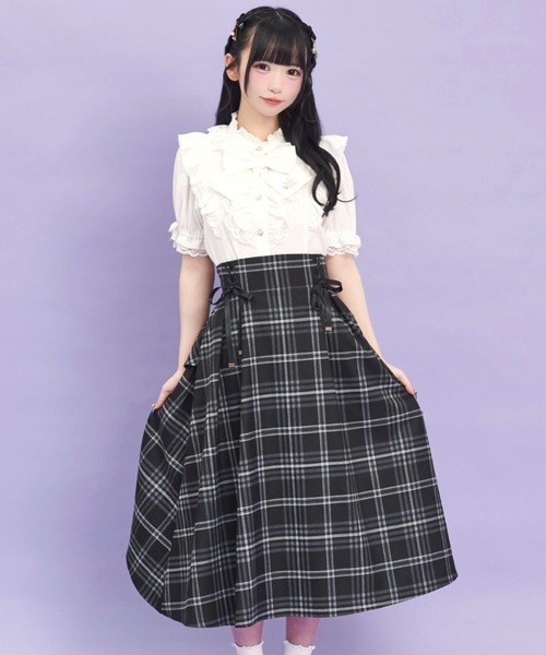 Secret Honey(シークレットハニー)の「バッスルミディ丈スカート(スカート・レディース・ブラック/レッド・MEDIUM)」の2枚目の写真