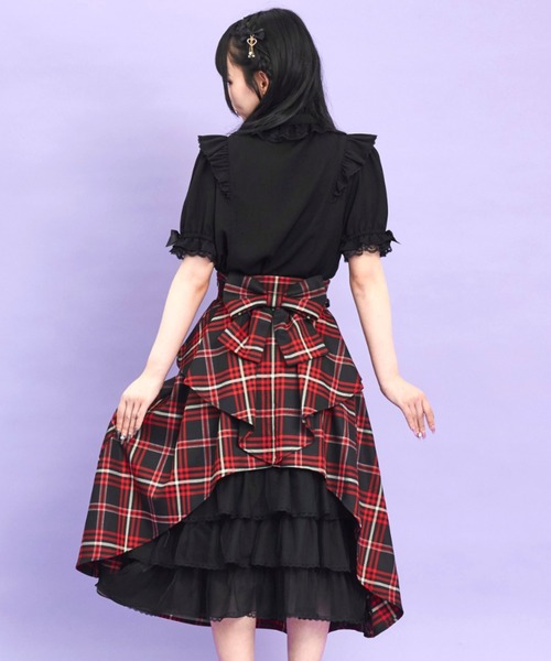 Secret Honey(シークレットハニー)の「バッスルミディ丈スカート(スカート・レディース・ブラック/レッド・MEDIUM)」の4枚目の写真