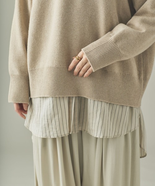 Curensology(カレンソロジー)の「Curensology(カレンソロジー)/ウールカシミヤタートルネックニットプルオーバー(ニット/セーター・レディース・ダークブルー/アイボリー/グレー/ライトピンク・FREE)」の11枚目の写真