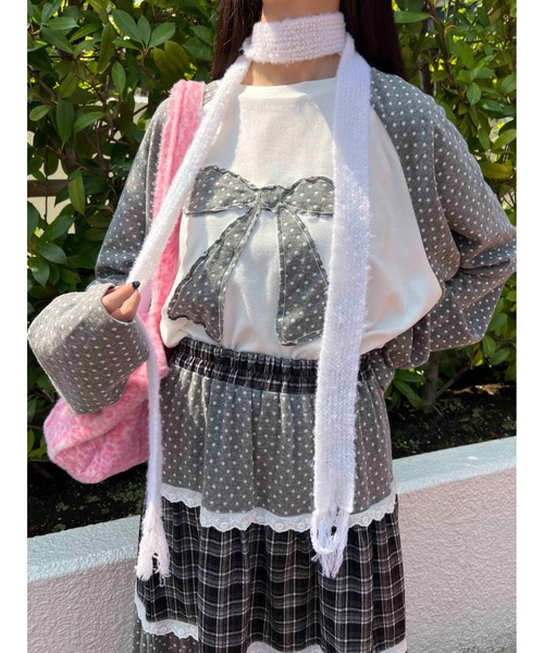 WC（ダブル シー）の「《秋冬新作★》ふわふわマフラーストール（ストール/ショール・レディース・ブラック/ピンク/ホワイト・FREE）」の6枚目の写真