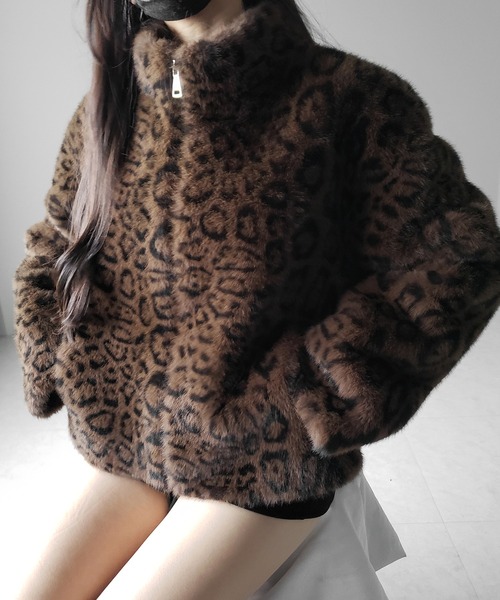 me+em select（ミームセレクト）の「【 ２color 】レオパードジップアップフェイクファーコート ／ leopard zipup  fake fur coat（その他アウター・レディース・ホワイト/ブラウン・FREE）」の21枚目の写真