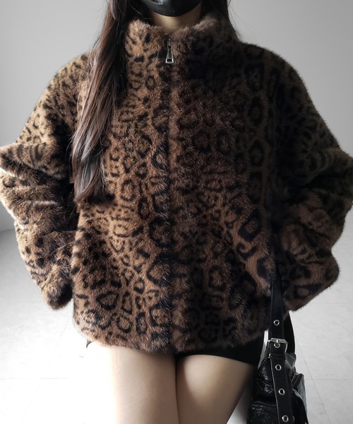 me+em select（ミームセレクト）の「【 ２color 】レオパードジップアップフェイクファーコート ／ leopard zipup  fake fur coat（その他アウター・レディース・ホワイト/ブラウン・FREE）」の20枚目の写真