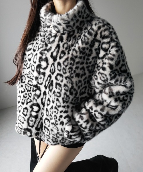 me+em select（ミームセレクト）の「【 ２color 】レオパードジップアップフェイクファーコート ／ leopard zipup  fake fur coat（その他アウター・レディース・ホワイト/ブラウン・FREE）」の9枚目の写真