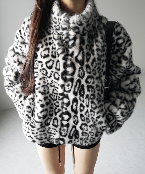 me+em select（ミームセレクト）の「【 ２color 】レオパードジップアップフェイクファーコート ／ leopard zipup  fake fur coat（その他アウター・レディース・ホワイト/ブラウン・FREE）」の13枚目の写真