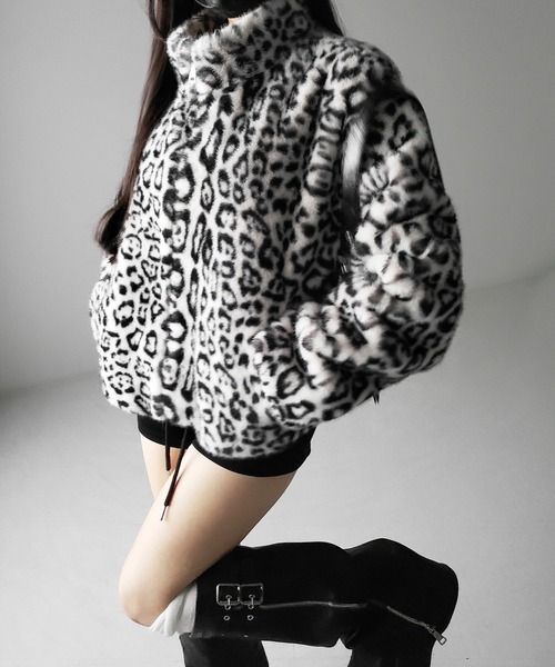 me+em select（ミームセレクト）の「【 ２color 】レオパードジップアップフェイクファーコート ／ leopard zipup  fake fur coat（その他アウター・レディース・ホワイト/ブラウン・FREE）」の14枚目の写真