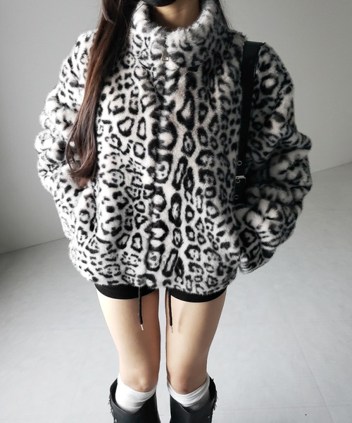 me+em select（ミームセレクト）の「【 ２color 】レオパードジップアップフェイクファーコート ／ leopard zipup  fake fur coat（その他アウター・レディース・ホワイト/ブラウン・FREE）」の15枚目の写真