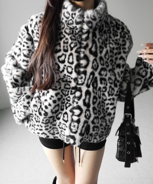 me+em select（ミームセレクト）の「【 ２color 】レオパードジップアップフェイクファーコート ／ leopard zipup  fake fur coat（その他アウター・レディース・ホワイト/ブラウン・FREE）」の17枚目の写真