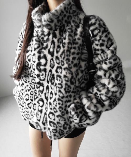 me+em select（ミームセレクト）の「【 ２color 】レオパードジップアップフェイクファーコート ／ leopard zipup  fake fur coat（その他アウター・レディース・ホワイト/ブラウン・FREE）」の18枚目の写真