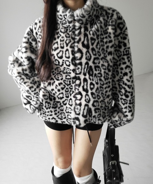 me+em select（ミームセレクト）の「【 ２color 】レオパードジップアップフェイクファーコート ／ leopard zipup  fake fur coat（その他アウター・レディース・ホワイト/ブラウン・FREE）」の19枚目の写真