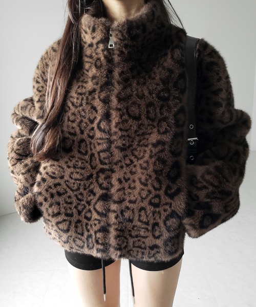 me+em select（ミームセレクト）の「【 ２color 】レオパードジップアップフェイクファーコート ／ leopard zipup  fake fur coat（その他アウター・レディース・ホワイト/ブラウン・FREE）」の22枚目の写真