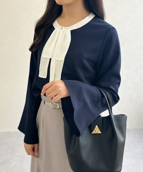 MISCH MASCH（ミッシュマッシュ）の「一部店舗限定 ボウタイブラウス（シャツ/ブラウス・レディース・ブラック×ホワイト/ホワイト/ネイビー・ﾌﾘ-）」の9枚目の写真