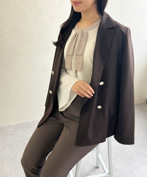 MISCH MASCH（ミッシュマッシュ）の「一部店舗限定 ボウタイブラウス（シャツ/ブラウス・レディース・ブラック×ホワイト/ホワイト/ネイビー・ﾌﾘ-）」の5枚目の写真