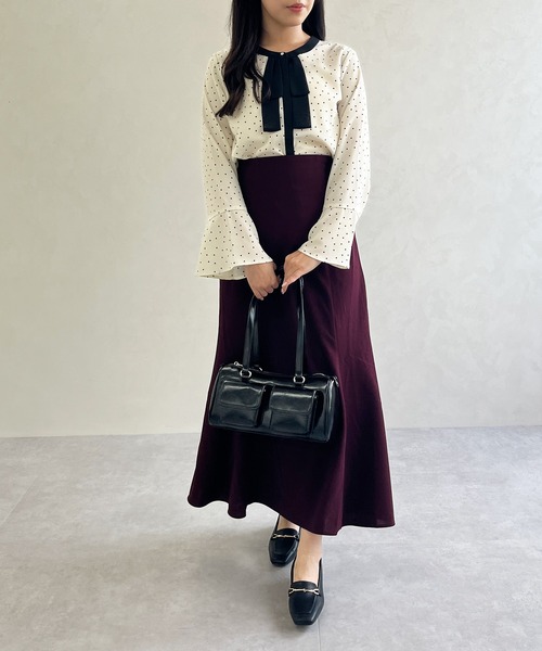 MISCH MASCH（ミッシュマッシュ）の「一部店舗限定 ボウタイブラウス（シャツ/ブラウス・レディース・ブラック×ホワイト/ホワイト/ネイビー・ﾌﾘ-）」の8枚目の写真