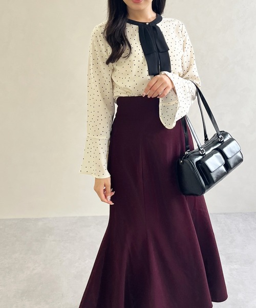 MISCH MASCH（ミッシュマッシュ）の「一部店舗限定 ボウタイブラウス（シャツ/ブラウス・レディース・ブラック×ホワイト/ホワイト/ネイビー・ﾌﾘ-）」の7枚目の写真