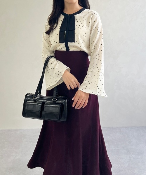 MISCH MASCH（ミッシュマッシュ）の「一部店舗限定 ボウタイブラウス（シャツ/ブラウス・レディース・ブラック×ホワイト/ホワイト/ネイビー・ﾌﾘ-）」の15枚目の写真