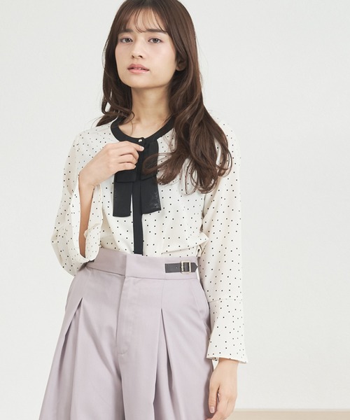 MISCH MASCH（ミッシュマッシュ）の「一部店舗限定 ボウタイブラウス（シャツ/ブラウス・レディース・ブラック×ホワイト/ホワイト/ネイビー・ﾌﾘ-）」の11枚目の写真