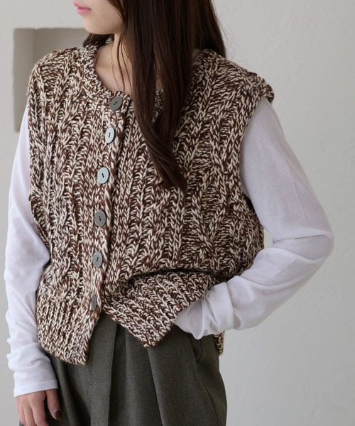 セール】【apres jour clair】ケーブルニットベスト（ベスト）｜apres