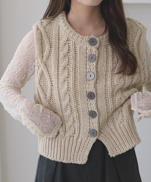 セール】【apres jour clair】ケーブルニットベスト（ベスト）｜apres