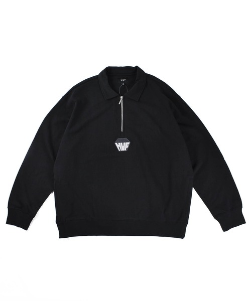 HUF(ハフ)の「【C-HUF】【HUF/ハフ】BIG BLOCK 1/4 ZIP PULLOVER FRENCH TERRY SWEAT SHIRTS FL00236(スウェット・メンズ・グリーン系その他/ブラック・SMALL/MEDIUM/LARGE/X-LARGE/XX-LARGE)」の2枚目の写真