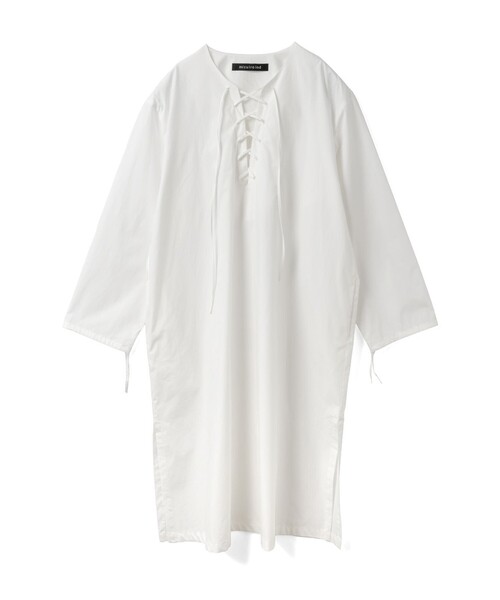 mizuiroind(ミズイロインド)の「mizuiro ind レースアップワンピース(ワンピース・レディース・オフホワイト/ネイビー/ブラック・FREE)」の1枚目の写真