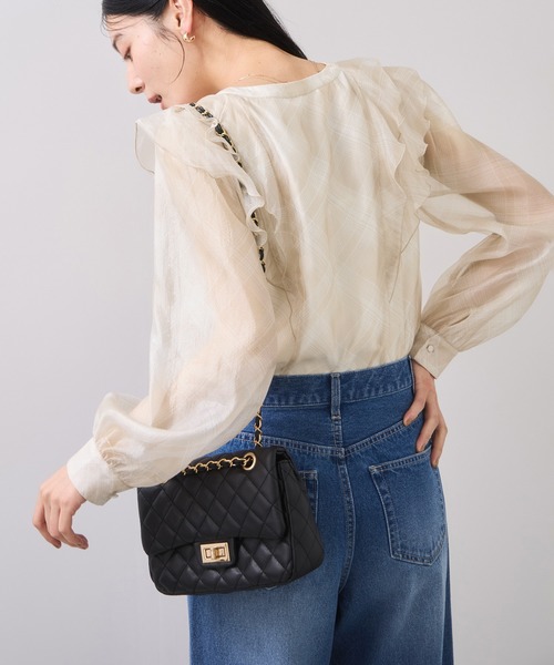 VIS(ビス)の「フロントフリルシアーチェックブラウス/イージーケア(シャツ/ブラウス・レディース・ブラック系その他/ベージュ系その他・FREE)」の4枚目の写真