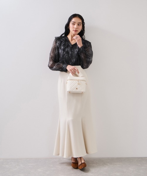 VIS(ビス)の「フロントフリルシアーチェックブラウス/イージーケア(シャツ/ブラウス・レディース・ブラック系その他/ベージュ系その他・FREE)」の14枚目の写真