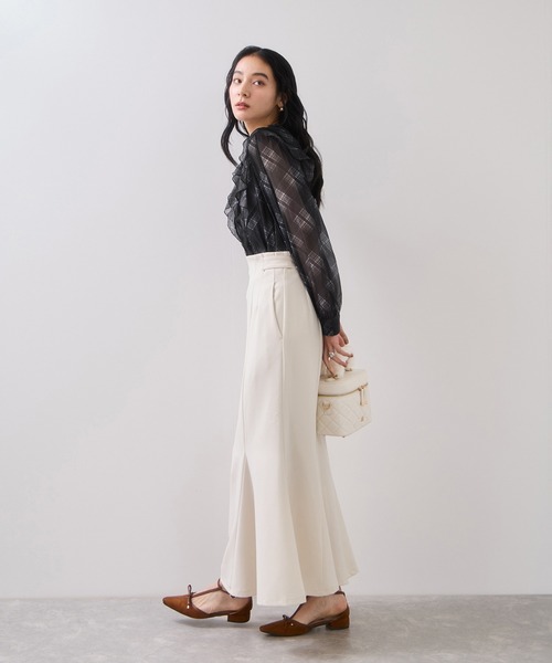 VIS(ビス)の「フロントフリルシアーチェックブラウス/イージーケア(シャツ/ブラウス・レディース・ブラック系その他/ベージュ系その他・FREE)」の15枚目の写真