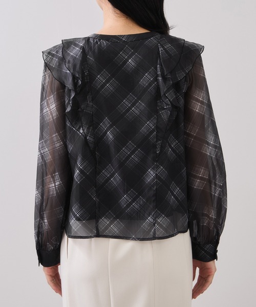 VIS(ビス)の「フロントフリルシアーチェックブラウス/イージーケア(シャツ/ブラウス・レディース・ブラック系その他/ベージュ系その他・FREE)」の18枚目の写真