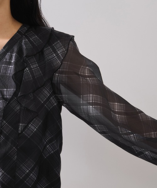 VIS(ビス)の「フロントフリルシアーチェックブラウス/イージーケア(シャツ/ブラウス・レディース・ブラック系その他/ベージュ系その他・FREE)」の20枚目の写真