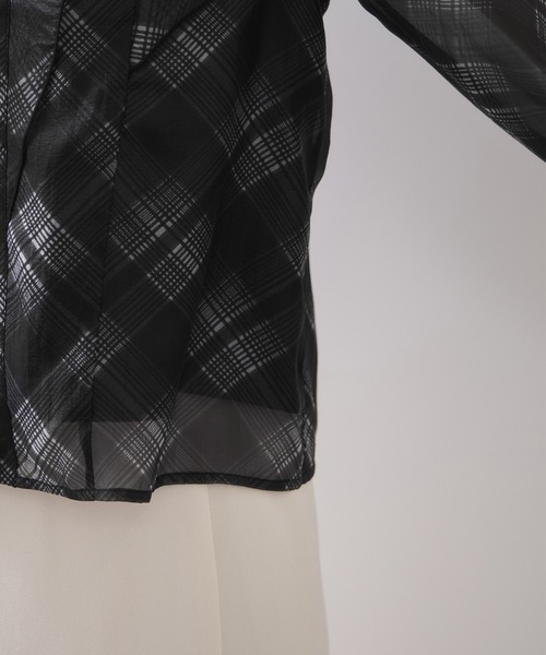 VIS(ビス)の「フロントフリルシアーチェックブラウス/イージーケア(シャツ/ブラウス・レディース・ブラック系その他/ベージュ系その他・FREE)」の21枚目の写真