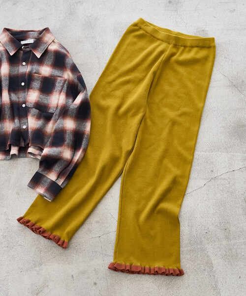 FREAK'S STORE(フリークスストア)の「配色 裾フリル ニット イージーパンツ/ニットパンツ(その他パンツ・レディース・ベージュ/チャコールグレー/ブルーグリーン/グレー・フリ-)」の4枚目の写真