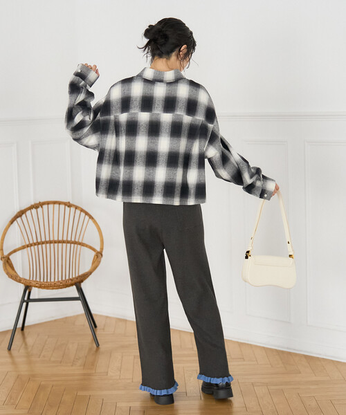 FREAK'S STORE(フリークスストア)の「配色 裾フリル ニット イージーパンツ/ニットパンツ(その他パンツ・レディース・ベージュ/チャコールグレー/ブルーグリーン/グレー・フリ-)」の12枚目の写真