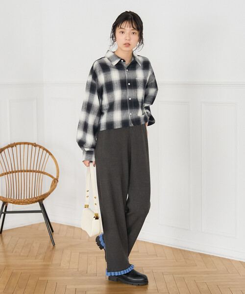 FREAK'S STORE(フリークスストア)の「配色 裾フリル ニット イージーパンツ/ニットパンツ(その他パンツ・レディース・ベージュ/チャコールグレー/ブルーグリーン/グレー・フリ-)」の13枚目の写真